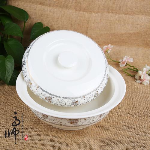 品锅 汤盆 装菜碗 大汤碗煲酒店家用骨瓷陶瓷防烫特大号带盖汤碗